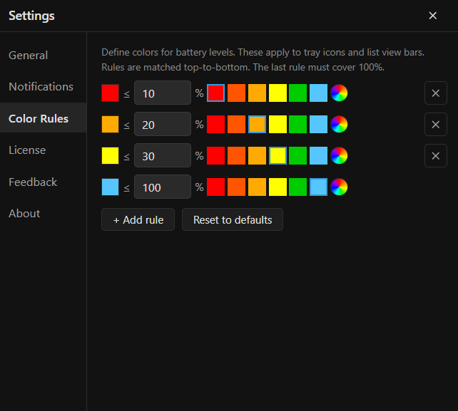 Color rules