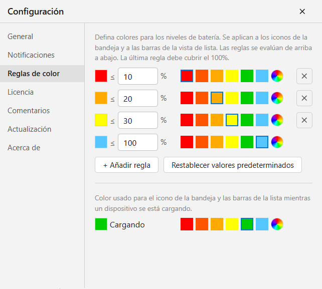Reglas de color