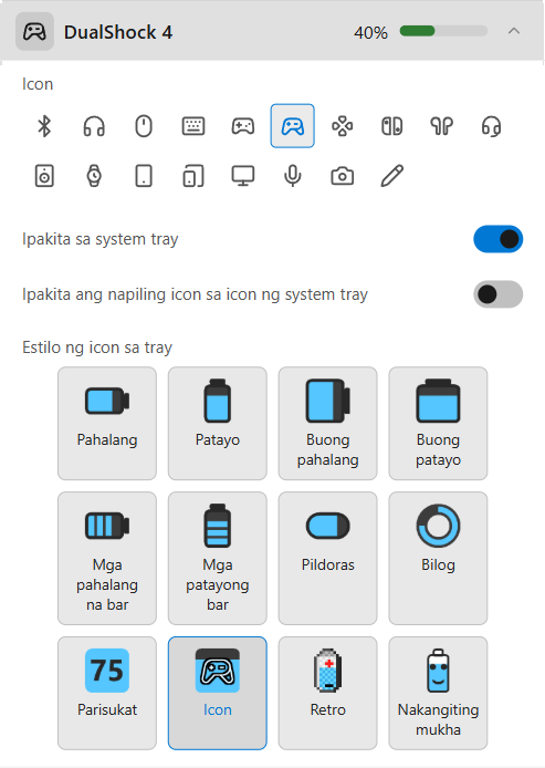 Mga setting ng device