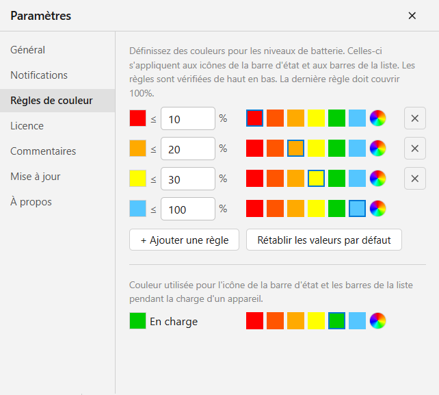 Règles de couleur