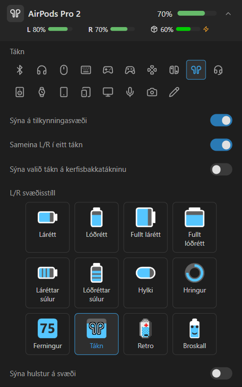 AirPods-upplýsingar