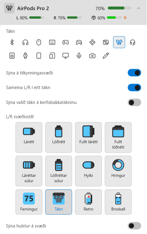 AirPods-upplýsingar