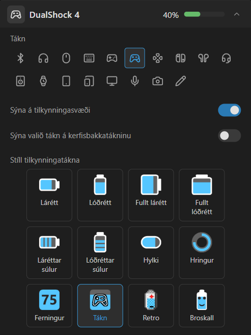 Stillingar tækis