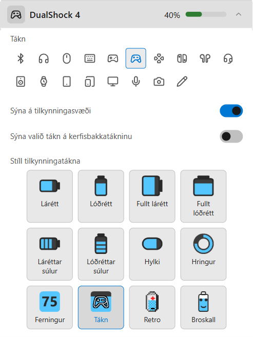Stillingar tækis