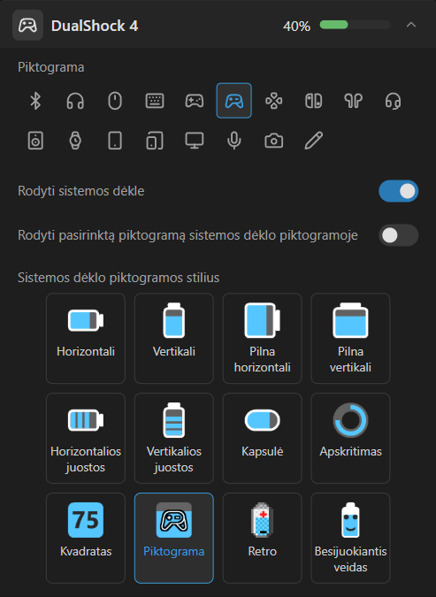 Įrenginio parametrai