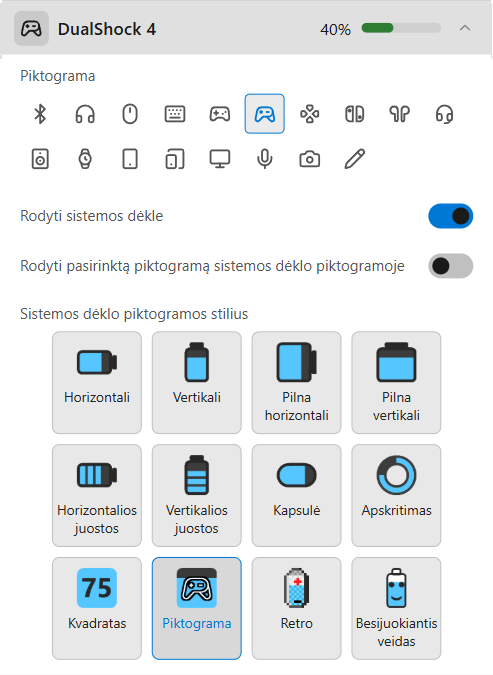 Įrenginio parametrai