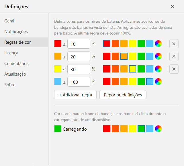 Regras de cor