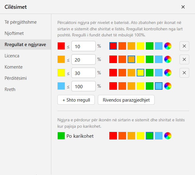 Rregullat e ngjyrave