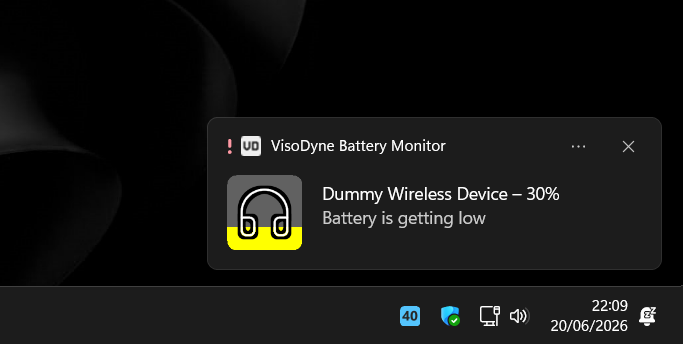 Battery warning
